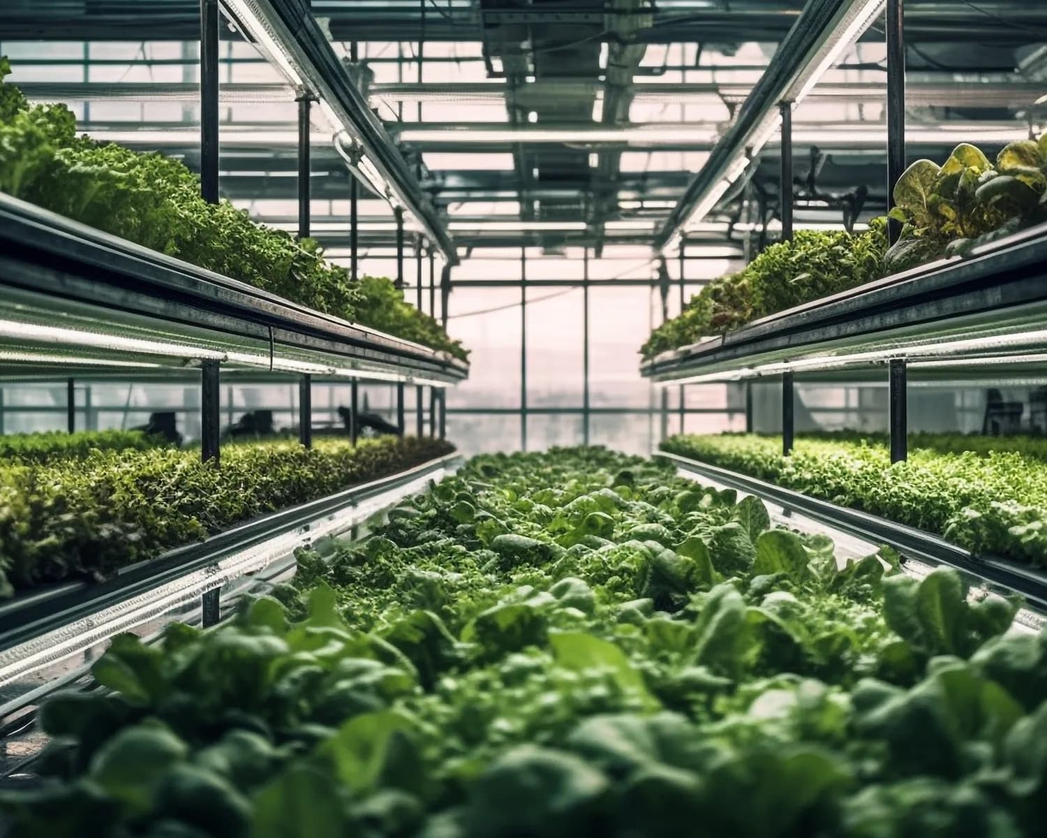 Vertical growing trays under linear LED lighting