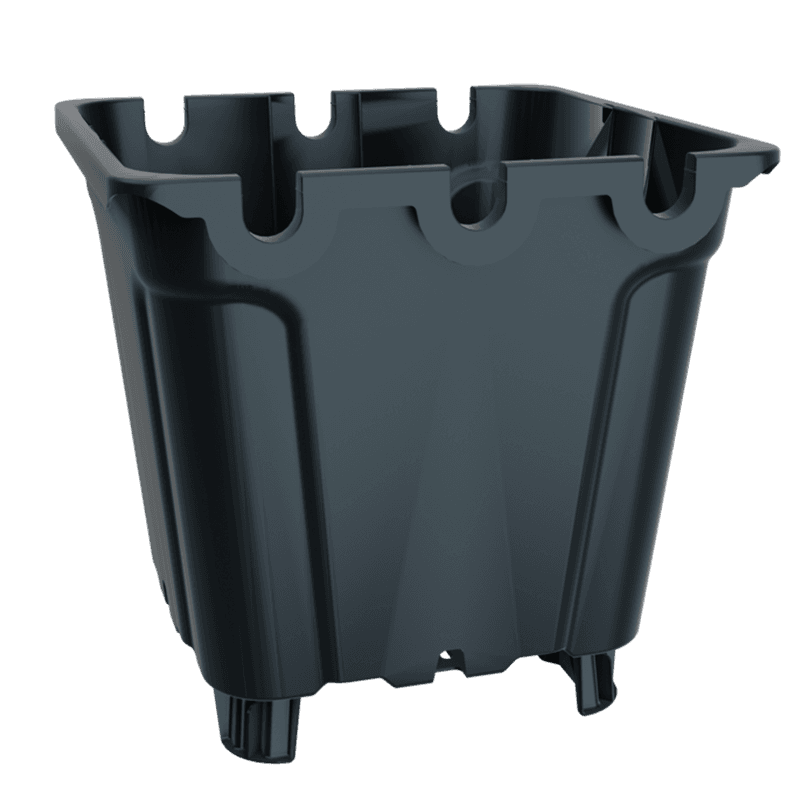 Flowerpot GR. Black Square with Support and Guide